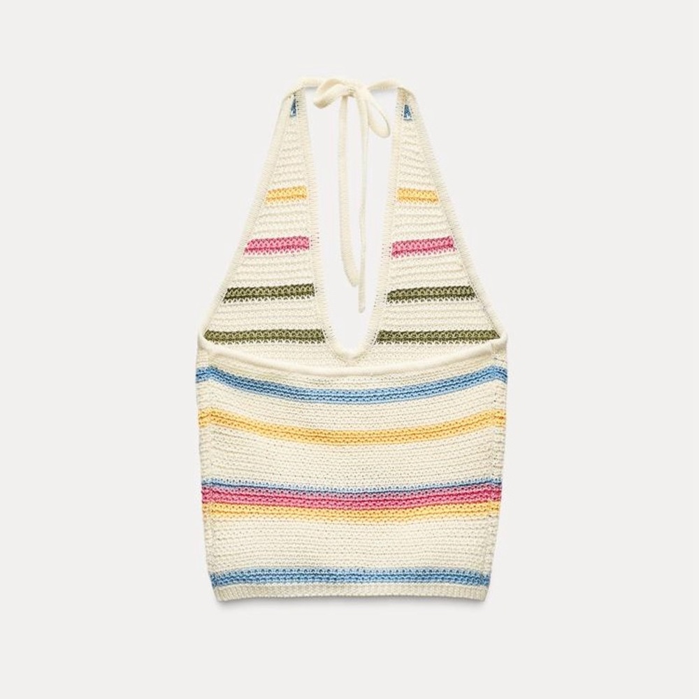 NWT Zara Rainbow Crochet Halter Top - Small